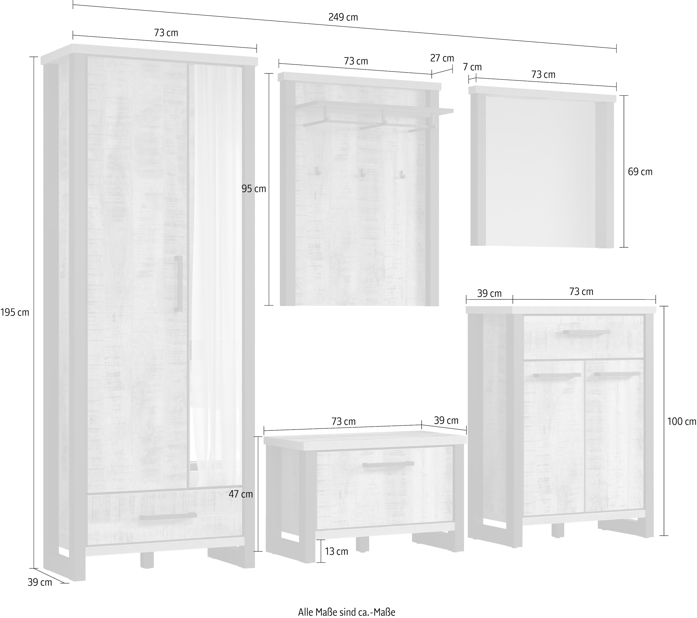 Home affaire Garderoben-Set »Elda« Komplett-Set, 5 Stk. tlg.