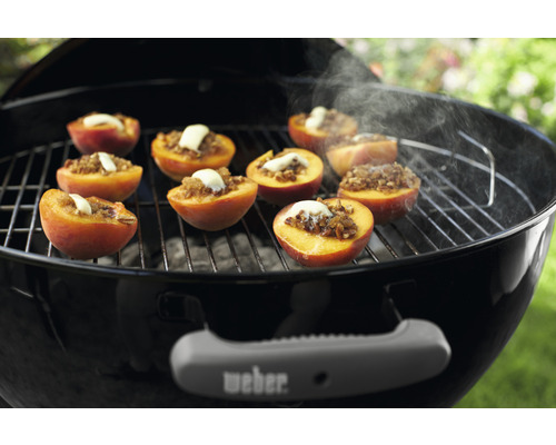Weber Classic Kettle houtskoolbarbecue, Ø 47 cm, zwarte geëmailleerde kuip en deksel, inclusief aluminium ventilator, all-weather wielen, twee houtskoolhouders, dekselthermometer, bodemrooster, dekselgreep met hittebeveiliging, asvanger.