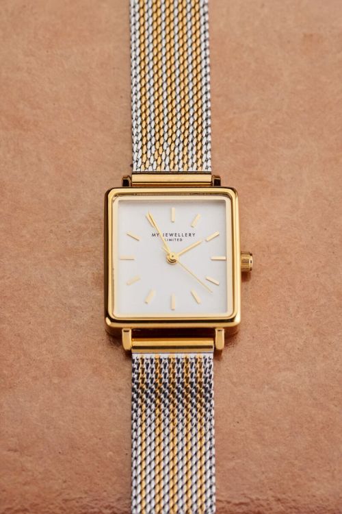 Vierkant horloge met multikleur schakelband