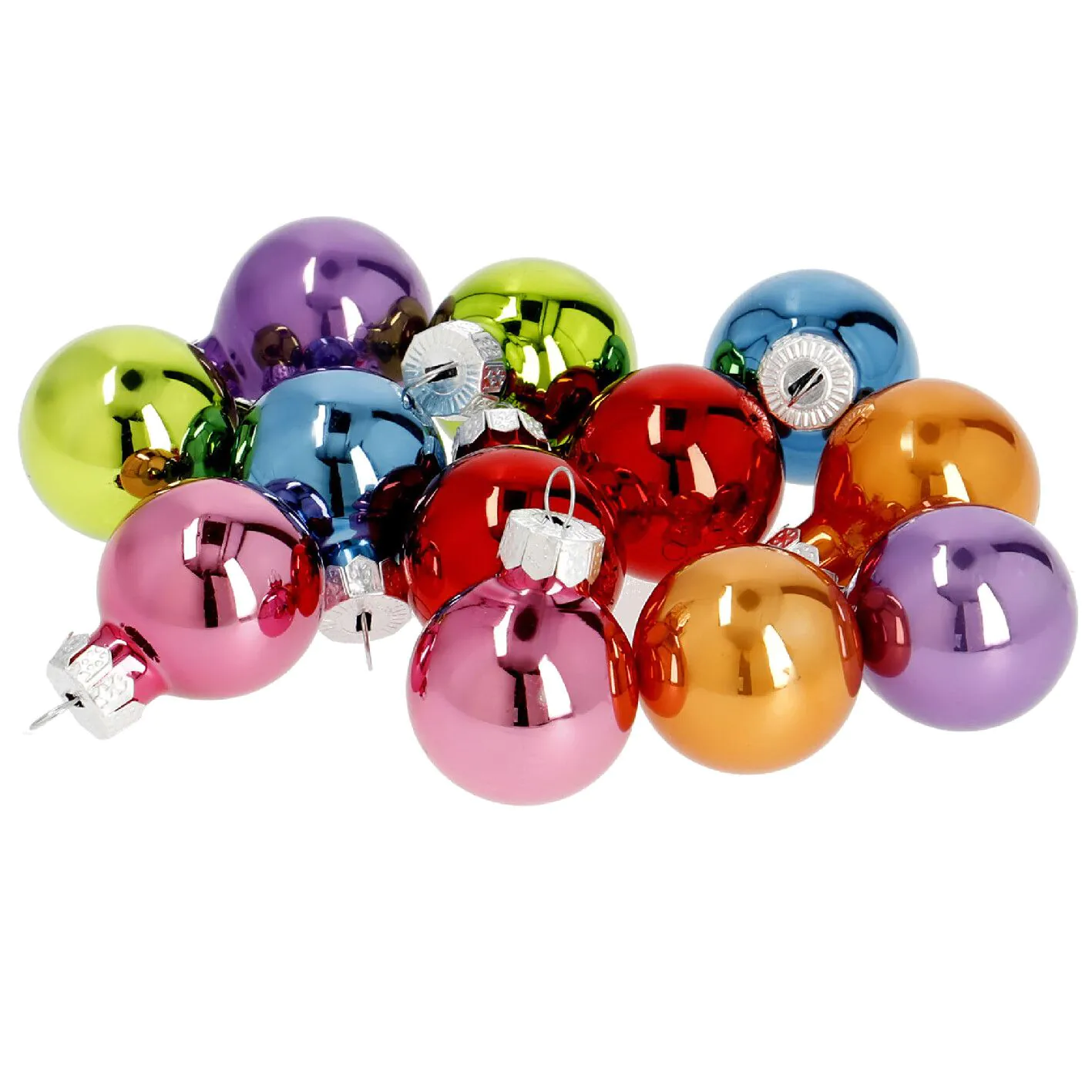 12er Weihnachtskugel Set Glaskugeln, 2,5 cm, fancy