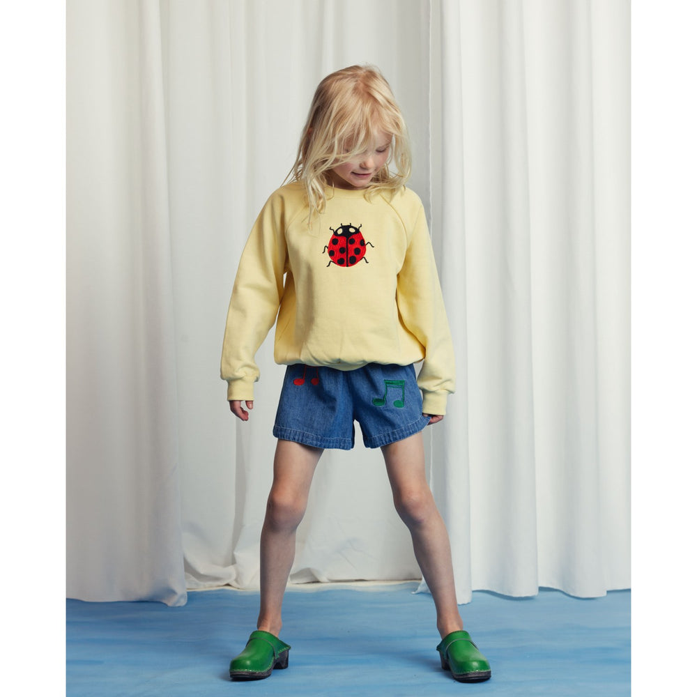 Køb Mini Rodini Blue Note Embroidery Lightweight Denim Shorts