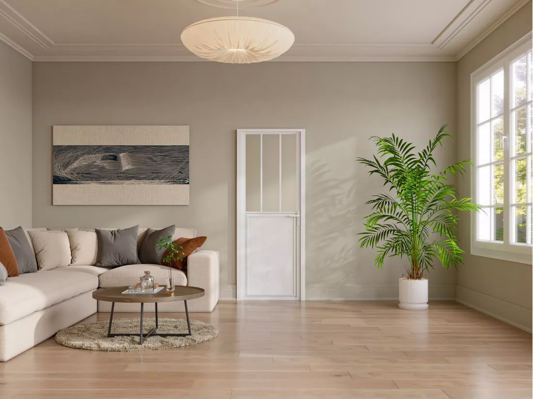Bloc porte réversible en aluminium et verre trempé style atelier - H204 x L73 cm - Blanc - ERMELO