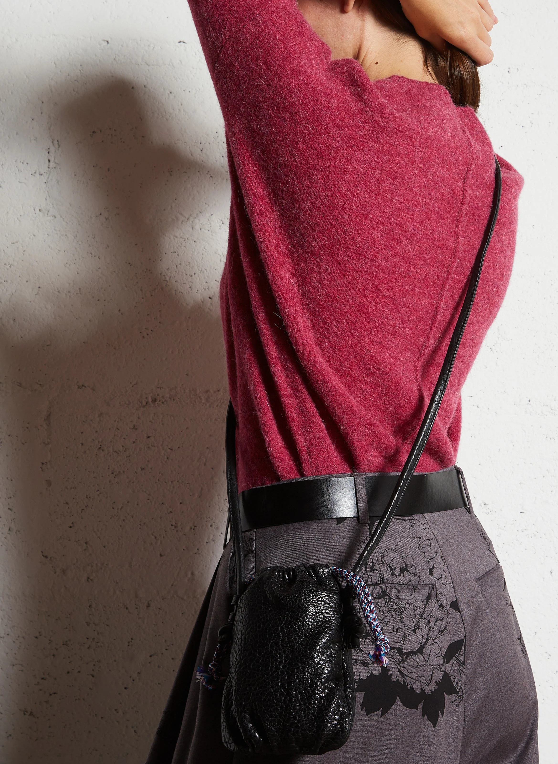 MILLI - Sac bourse en cuir craquelé | Noir