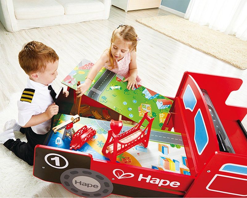 Tsjou Tchou! - Speeltafel Houten Spoorbaan - Rood - Educatief Spel