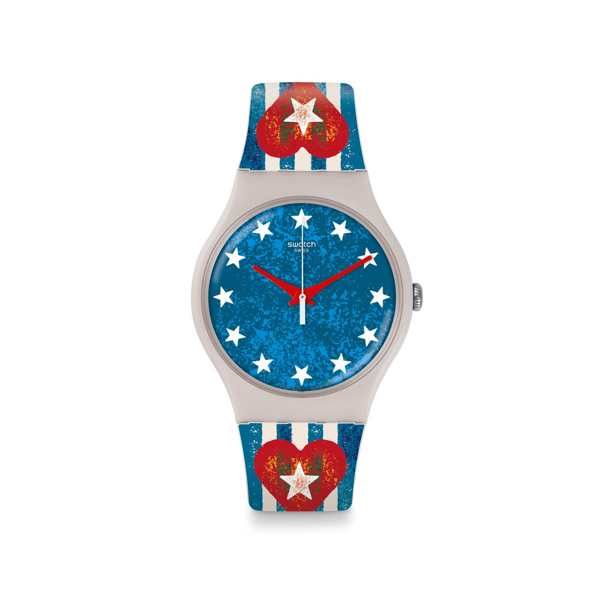 Montre Swatch mixte plastique silicone bleu rouge