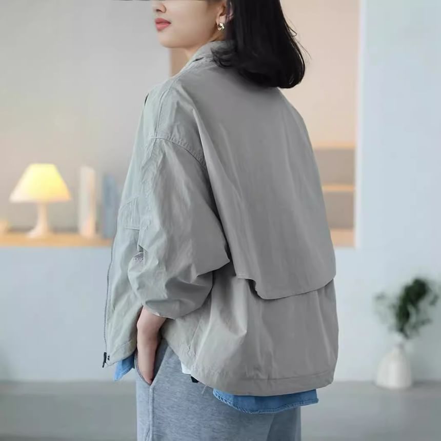 Cotton & Casual - Effen jack met opstaande kraag en rits