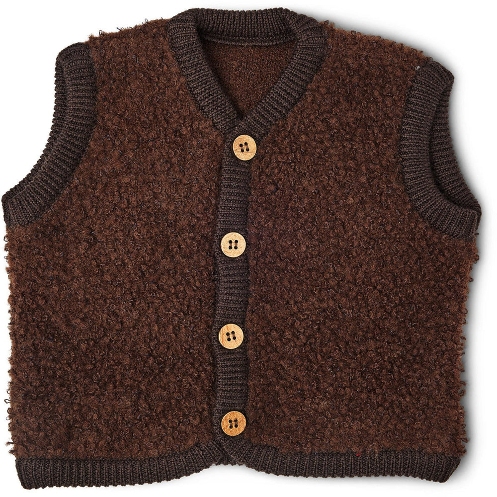 Køb Smallstuff Brown Vest Bouclé Merino Uld Med Knapper