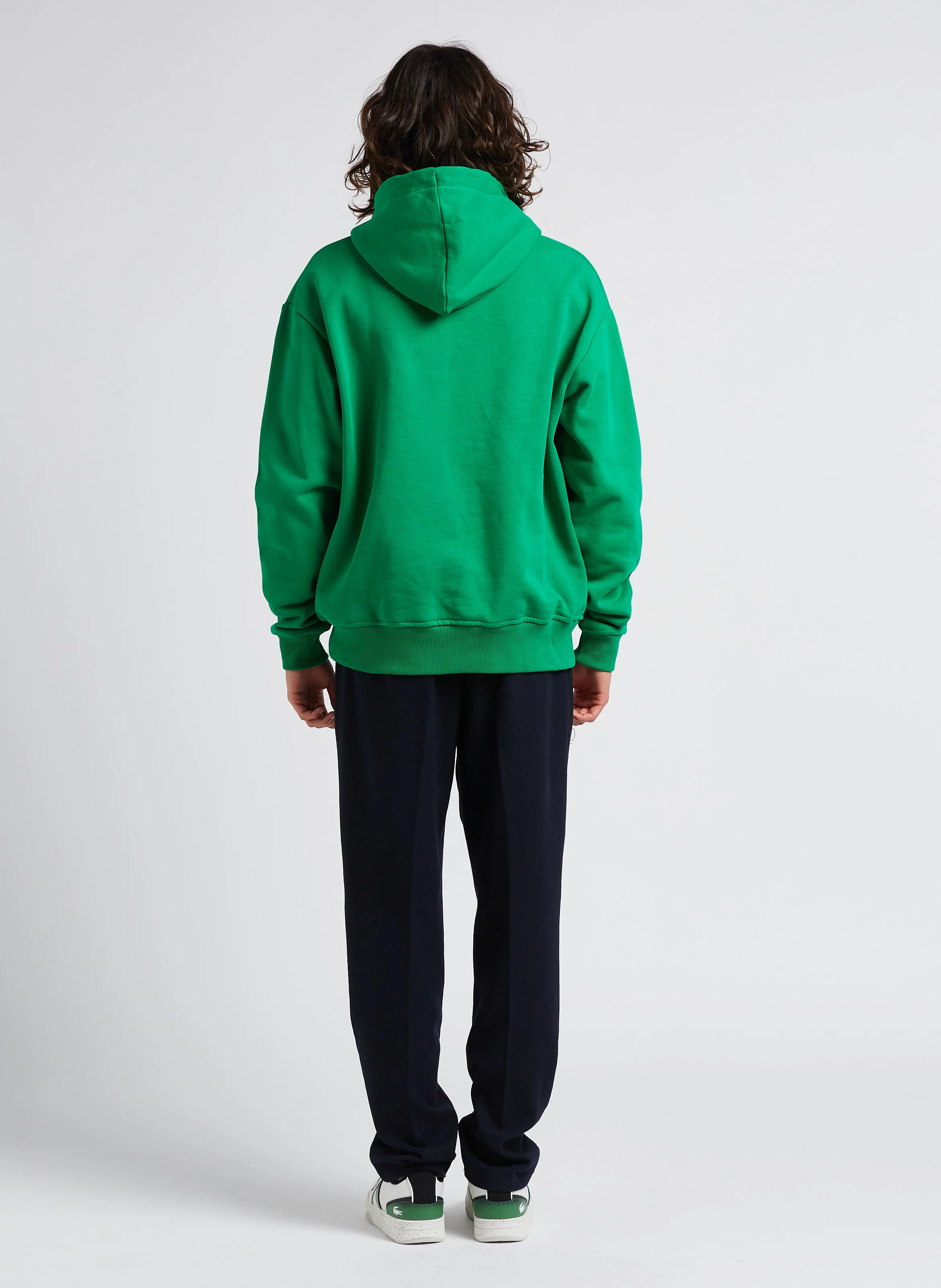 Sweat à capuche loose-fit brodé en coton | Vert