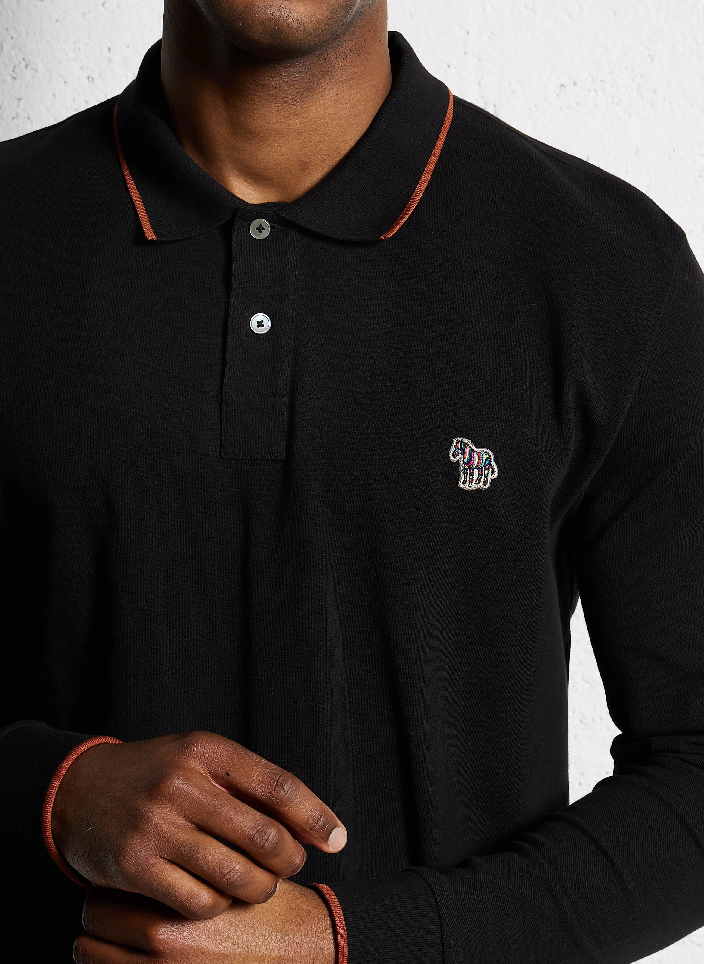Polo manches longues en coton organique | Noir