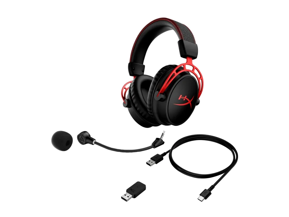 HyperX Cloud Alpha - Headset - cirkumaural - 2,4 GHz - trådløs - sort, rød - til Victus by HP Laptop 15, 16, Laptop 14, 15, 17, Pavilion x360 Laptop, Pro 290 G9 (4P5D4AA)