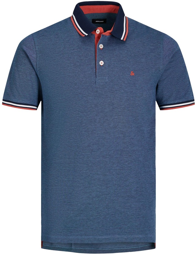 Jack & Jones Poloshirt »JJEPAULOS im Doppelpack mit Logostickerei und Komfort«, 2 Stk. unifarben mit Farbeinsatz, modisch, schmal, Baumwolle, Polokragen