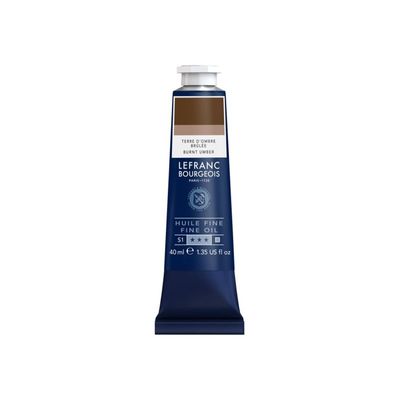 Lefranc Bourgeois - Peinture à l'huile - terre d'ombre brûlée - opaque - fine - 40 ml