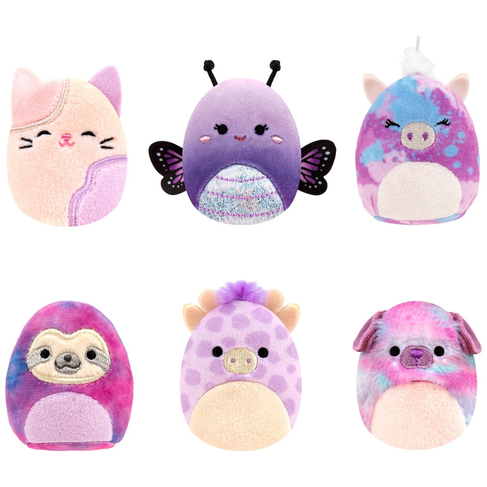 Squishville von Original Squishmallows, Lila Freunde-Team, 6er-Pack