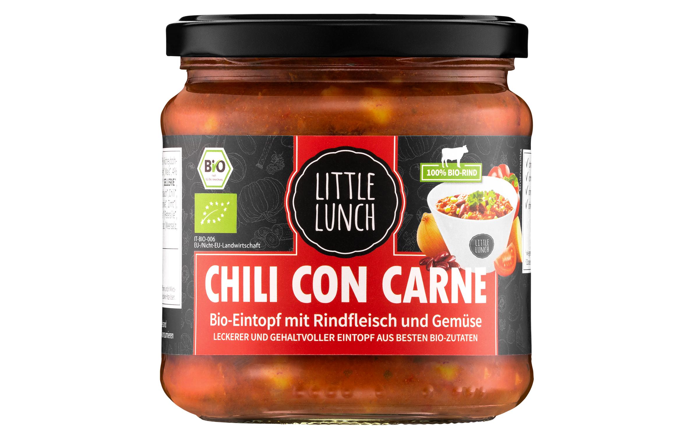 Chili con Carne Bio 350 mlBio-Eintopf mit Rindfleisch und Gemüse