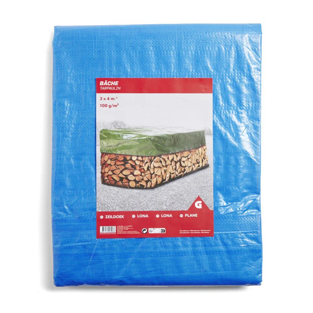 Bâche 3x4m - 100g/m² - PVC bleu