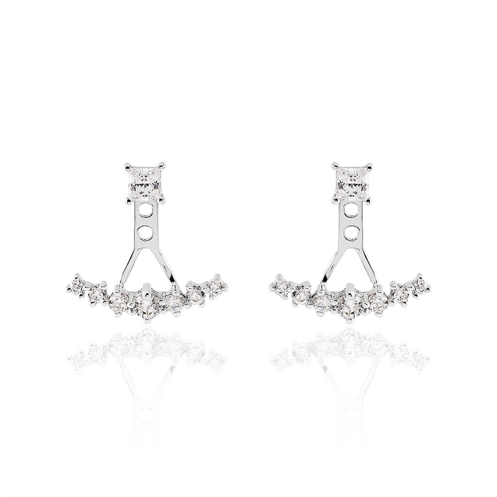Bijoux D'oreilles Kyoto Or Blanc Oxyde De Zirconium