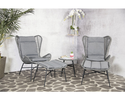Milan Relax Set SenS-Line tuinmeubel balkonset, metaal, 2-zits, 5-delig, antraciet