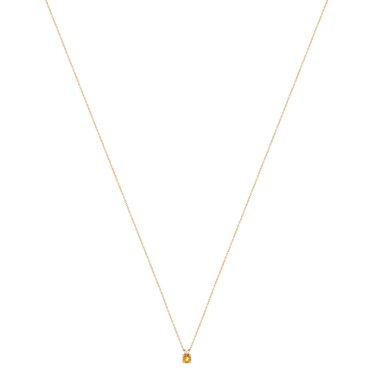 Collier or 375 rose citrine zirconia, 45 cm