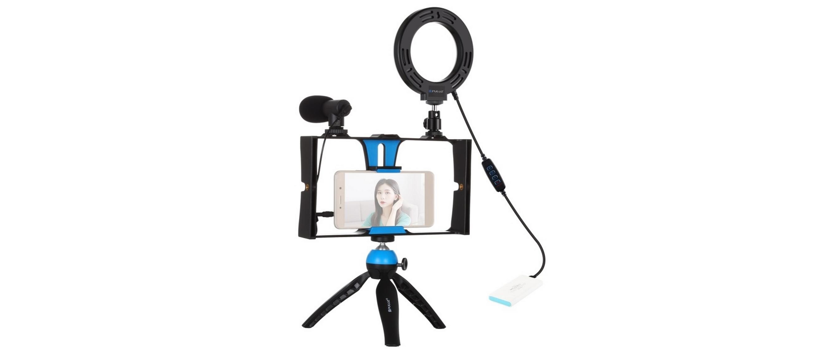 Videoleuchte Vlogging Set 4 in 1Optimales Kit um Selfieaufnahmen oder Vlogging-Beiträge zu kreieren