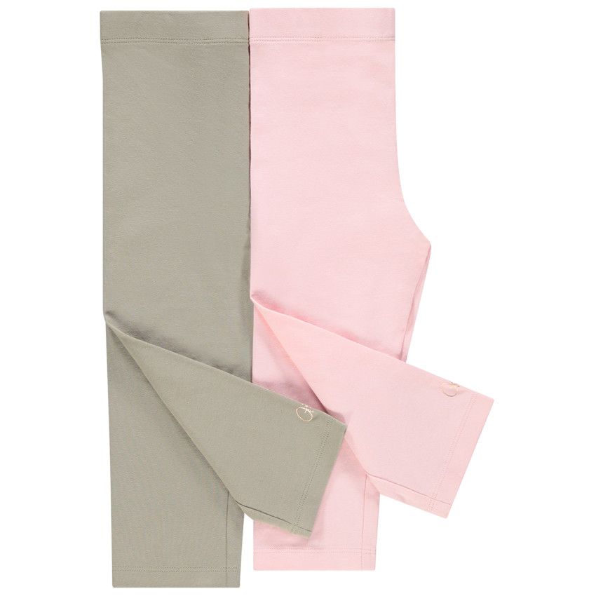 Lot de 2 leggings courts unis à logo printé - Vert
