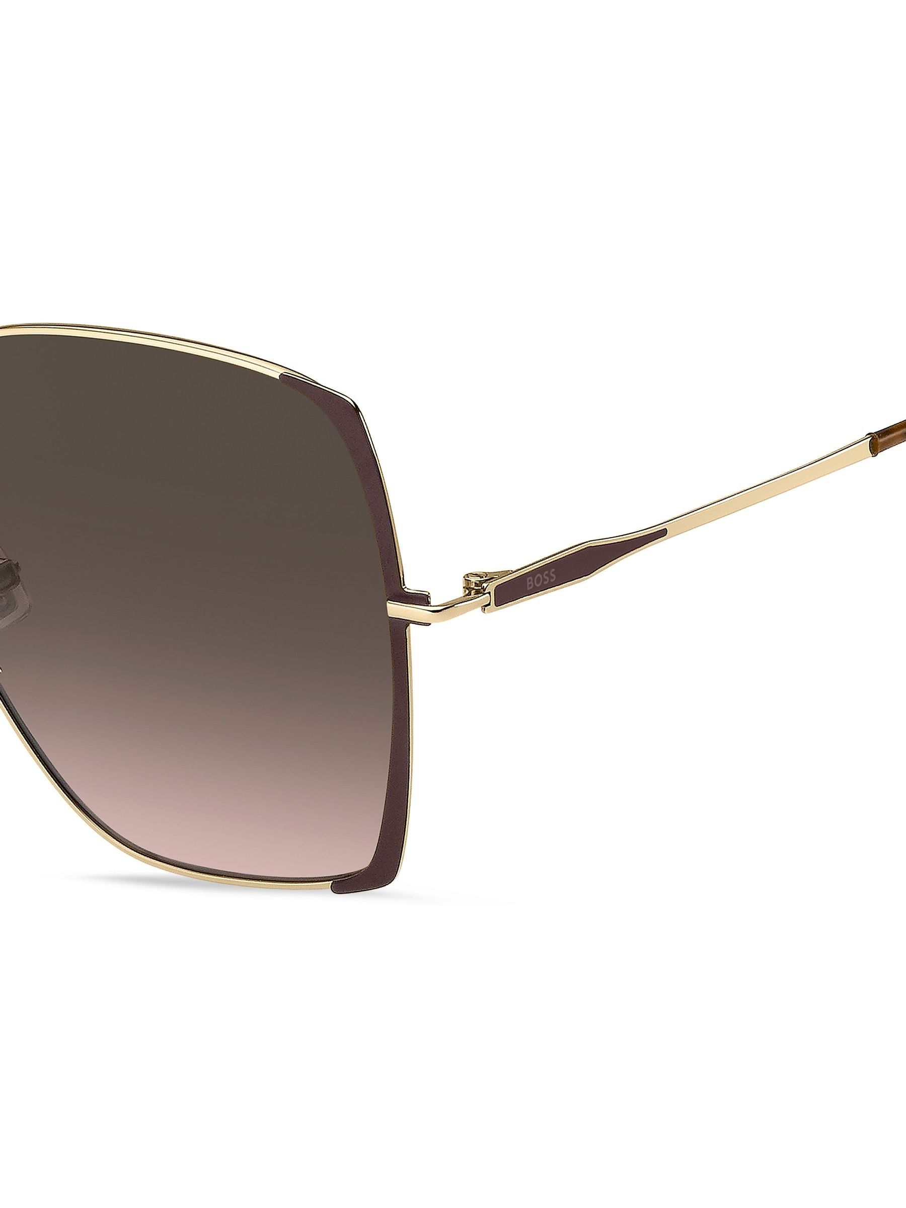 BOSS - Oversized vierkante gouden zonnebril