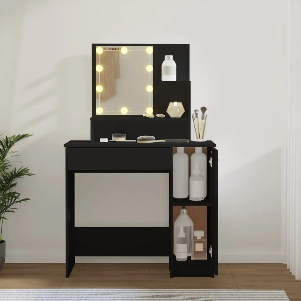 vidaXL - Kaptafel - Zwart - Bewerkt hout
