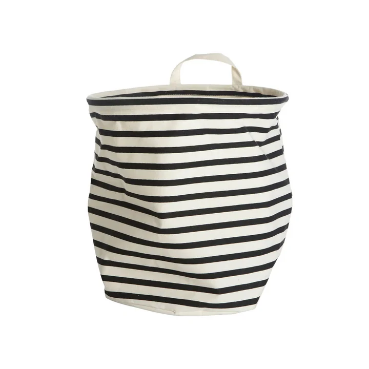 House Doctor - Wäschekorb Stripes, Ø 40 x H 50 cm, schwarz / weiss