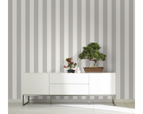 Vliesbehang 82264 Kids Walls strepen grijs wit