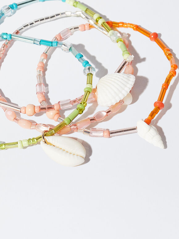 Conjunto Pulseras Elásticas Concha - Multicor