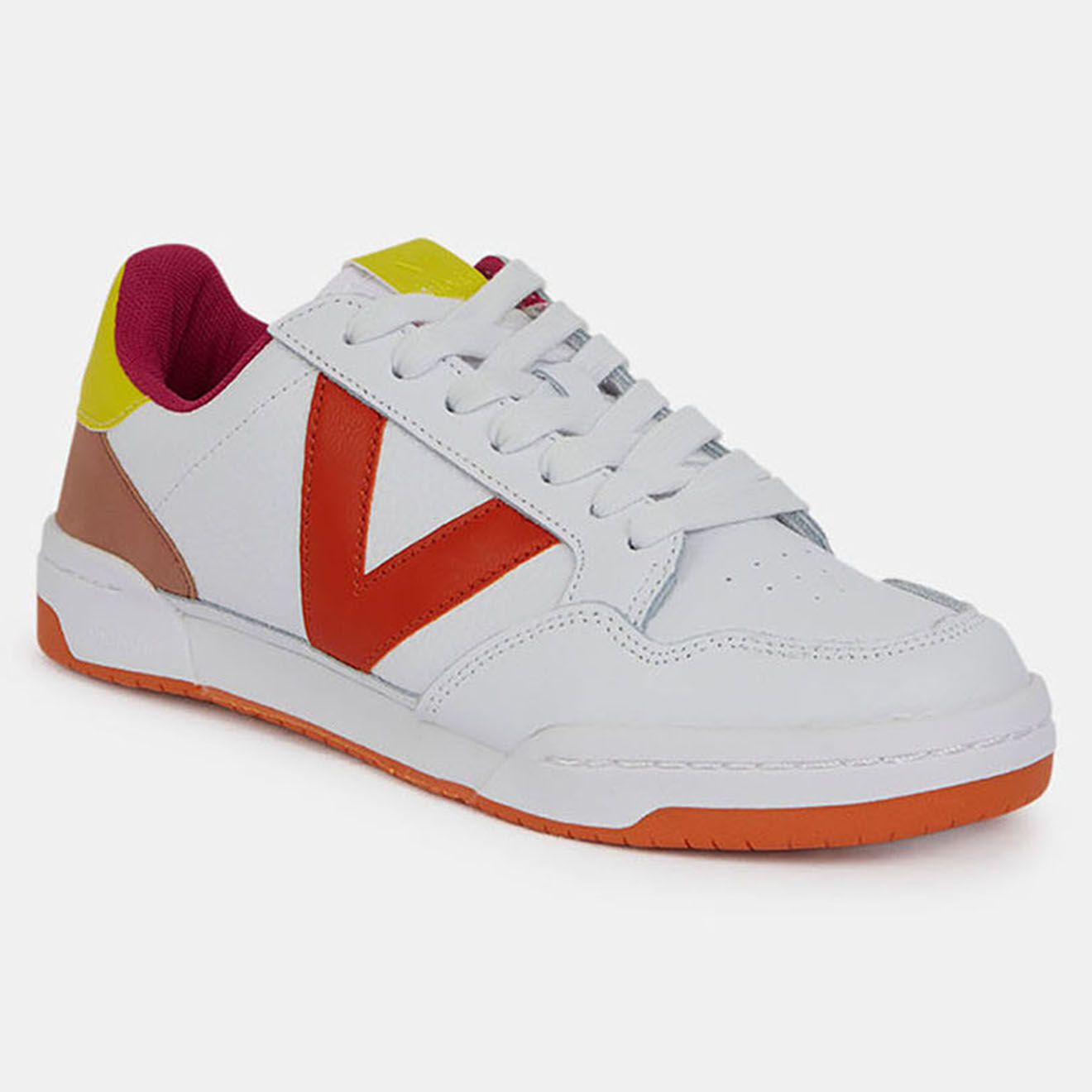 Victoria Sneakers Leanne en Cuir grainé orange/blanc
