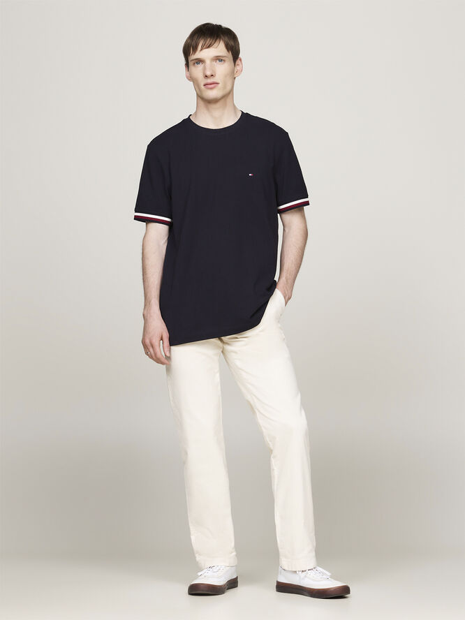 Tommy Hilfiger GLOBAL STRIPE CUFF PIQUE TEE Desert sky