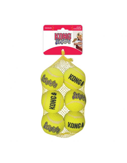 Kong Air Squeaker Ball - Hondenspeelgoed - 6 cm Geel 6 stuks Medium