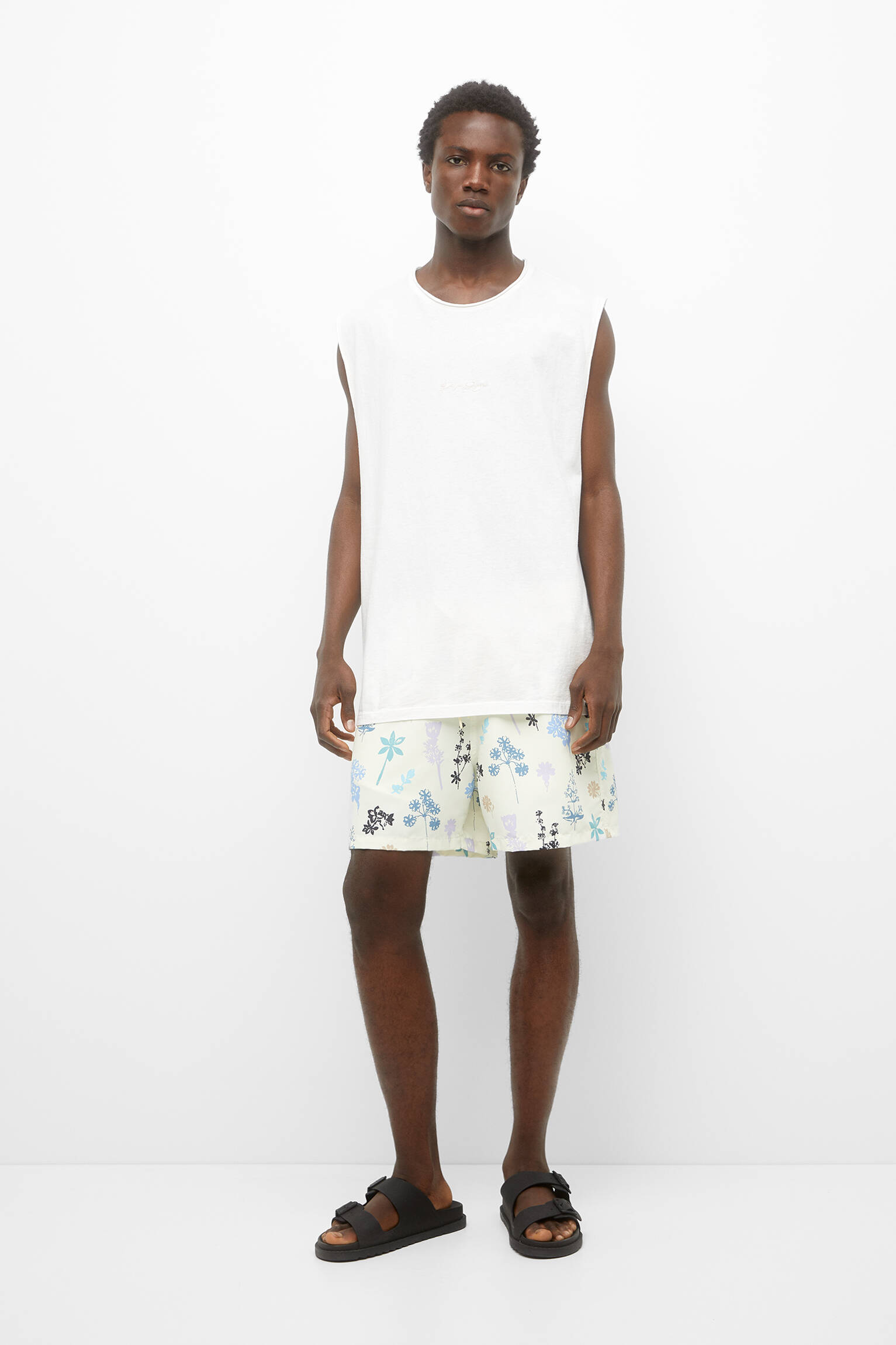 Maiô com estampa floral - Branco-creme