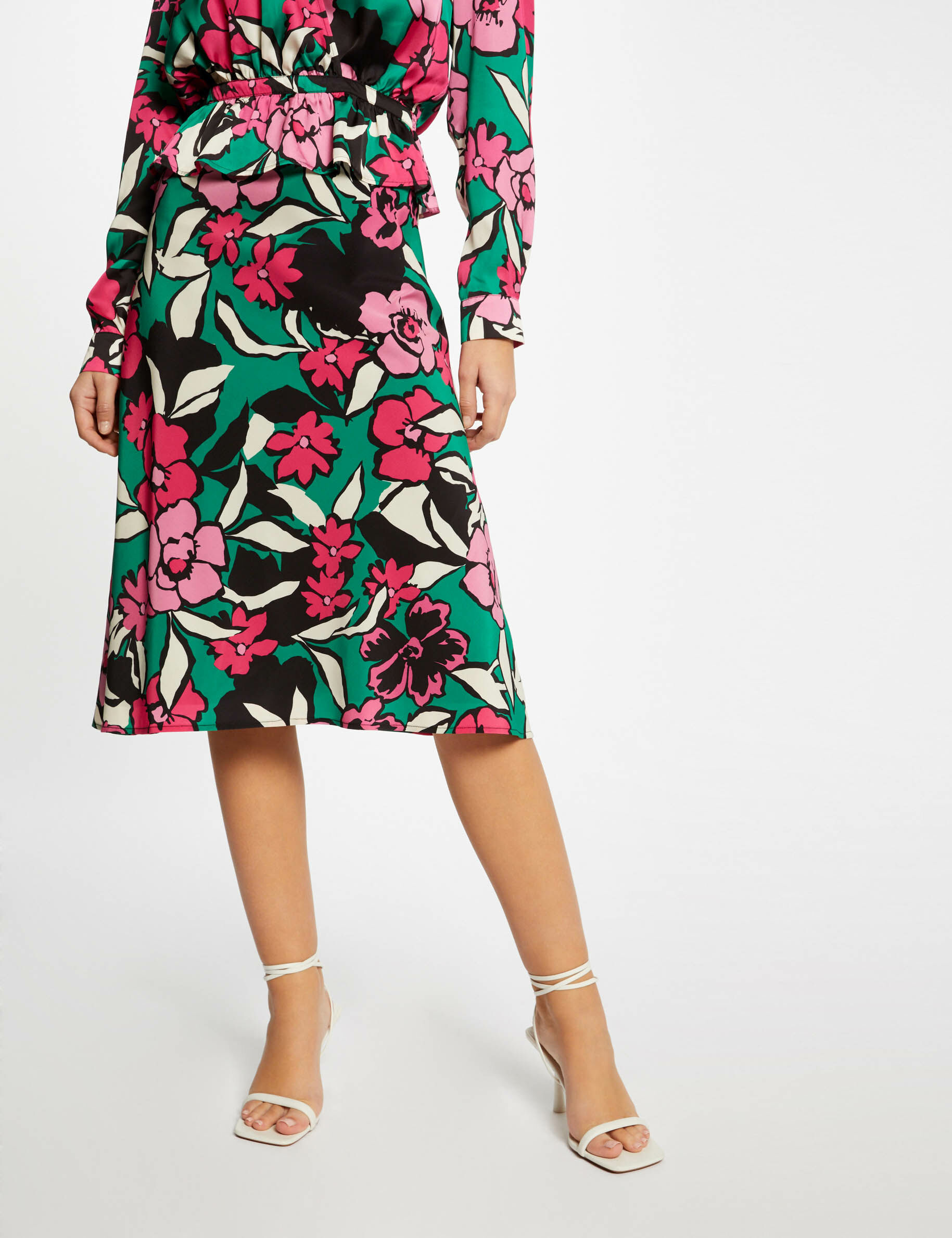 Jupe trapèze imprimé floral multico femme - multico