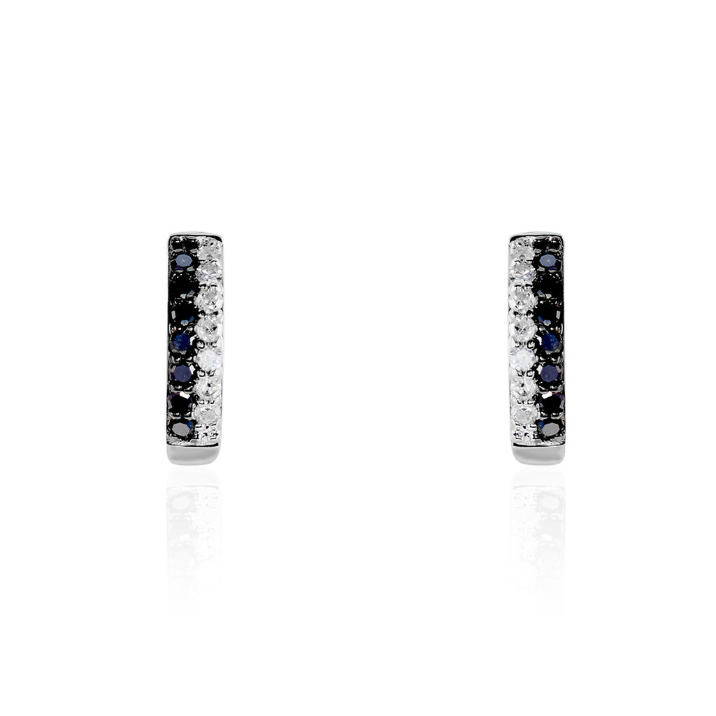 Boucles D'oreilles Puces Demi Lune Or Blanc Diamant