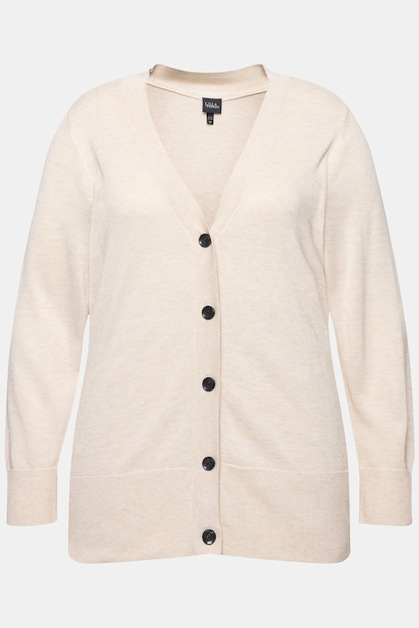 Strickjacke, V-Ausschnitt, Knopfleiste, Feinstrick