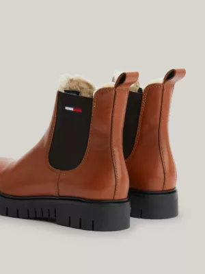 Botas Chelsea de couro com forro quente