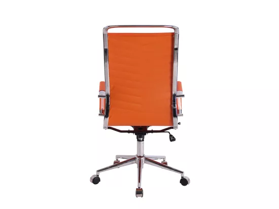 Chaise de bureau - Similicuir & Métal chromé - Orange - Batley