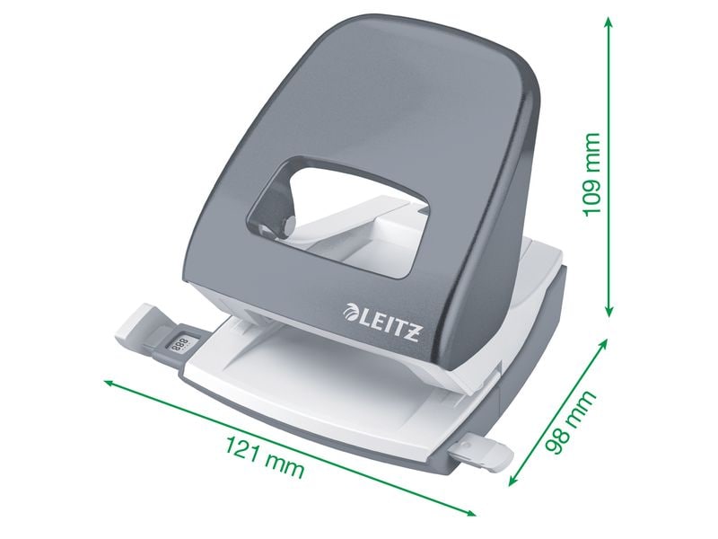 Leitz Locher NeXXt Metall, 30 Blatt, Schwarz Blau, mit Anschlagschiene, Loch 5.5 mm Durchmesser