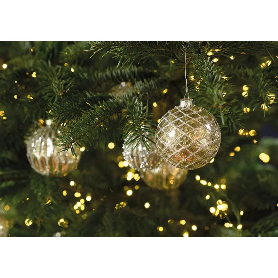 Kerstballen set - 12x stuks - glas - zilver - 6 cm