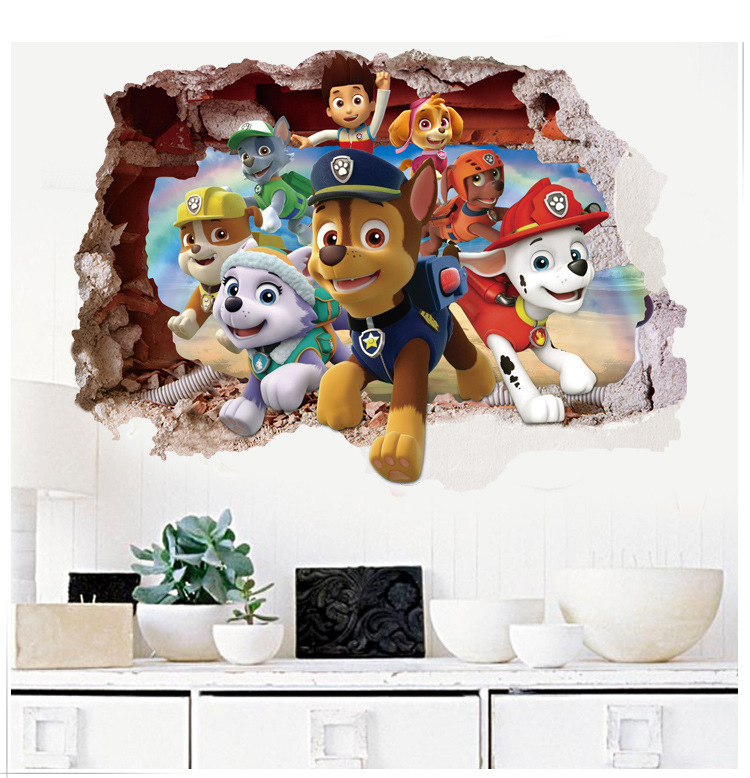 (70x50cm) Wandtattoo Kinderzimmer Aufkleber Home Deko Wandsticker - Heldenhafte Hunde