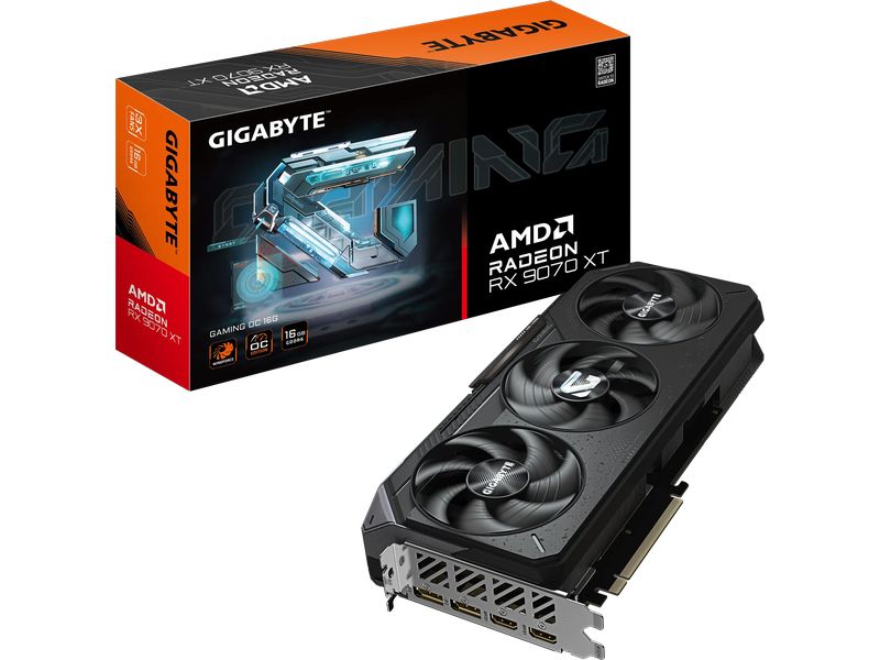Gigabyte Grafikkarte Radeon RX 9070 XT GAMING OC 16 GB Gamer-Grafikkarte mit 16 GB GDDR6-Speicher, ermöglicht Auflösungen bis zu 8k