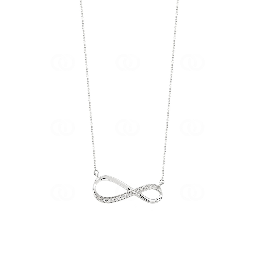 Collier mit Anhänger 750/18 K Weissgold mit Diamanten 0.03 ct H/si
