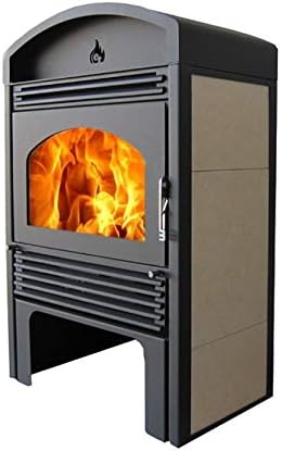 BRUNO EuroTeplo wasserführender Kaminofen Valencia Set 18 kW mit Wasserheizung, Wassertank, Heizelemente, Thermostat, modernem Stil und natürlicher Entlüftung