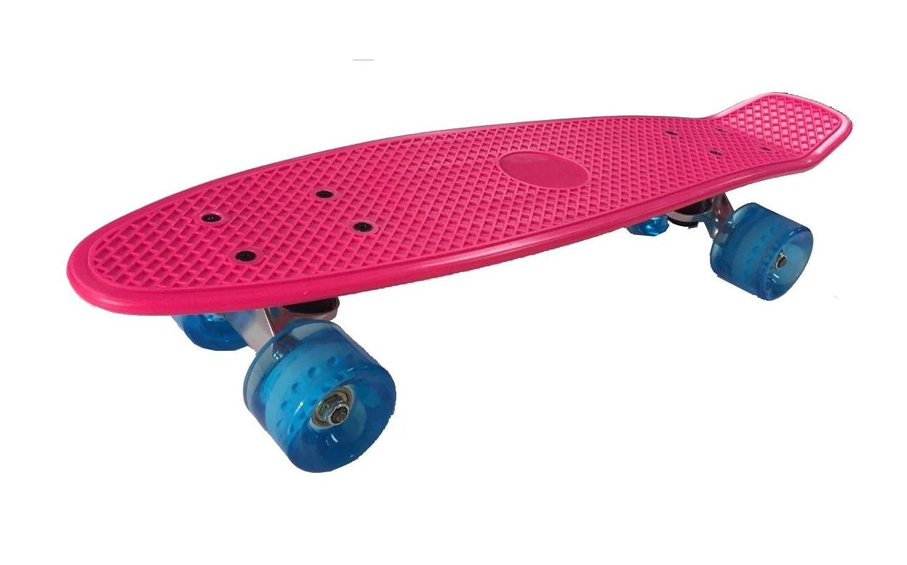 Single Kick plastic skateboard fuchsia met abec5 l