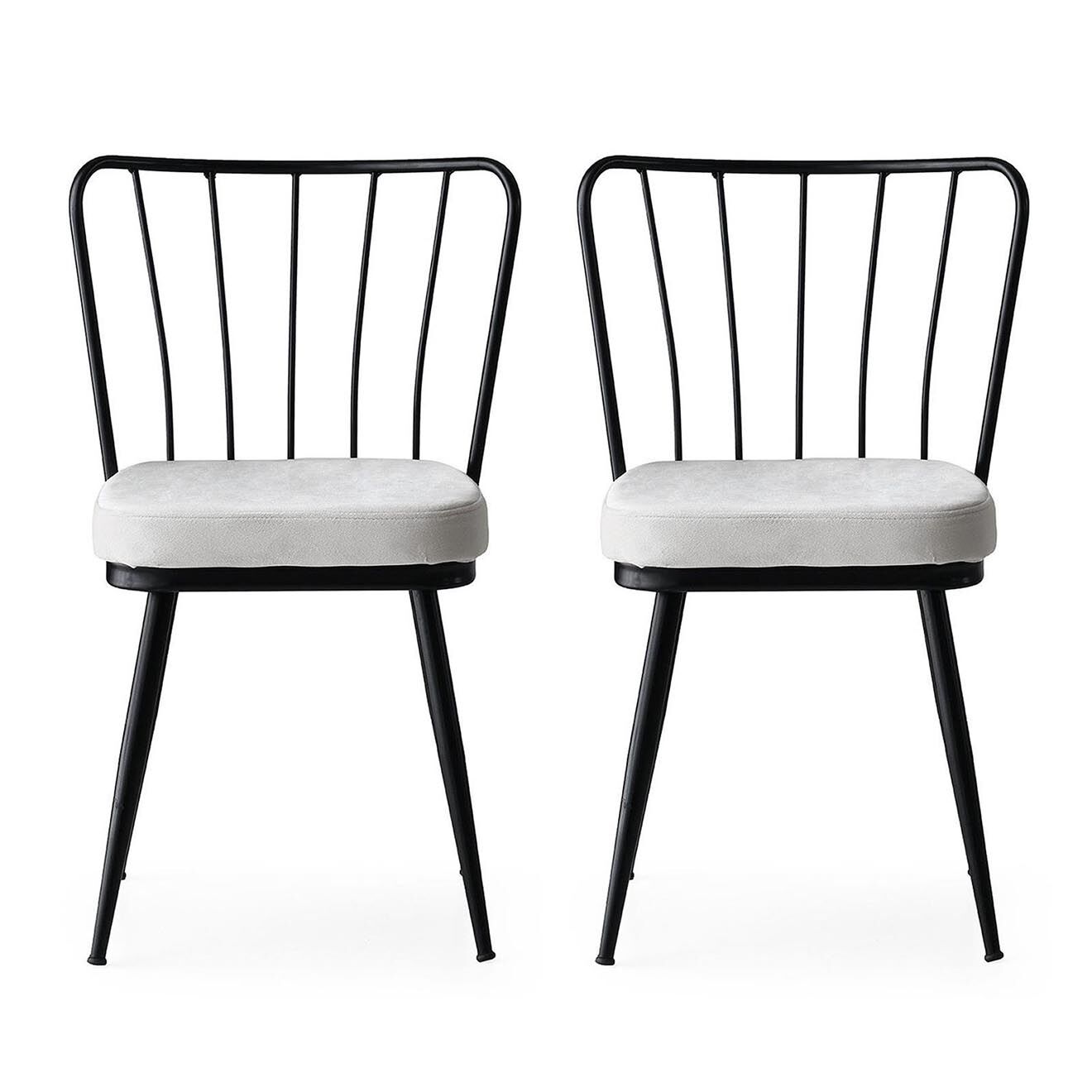 Wooden Art 2 Chaises Yildiz noir/blanc - 43x82x42 cm