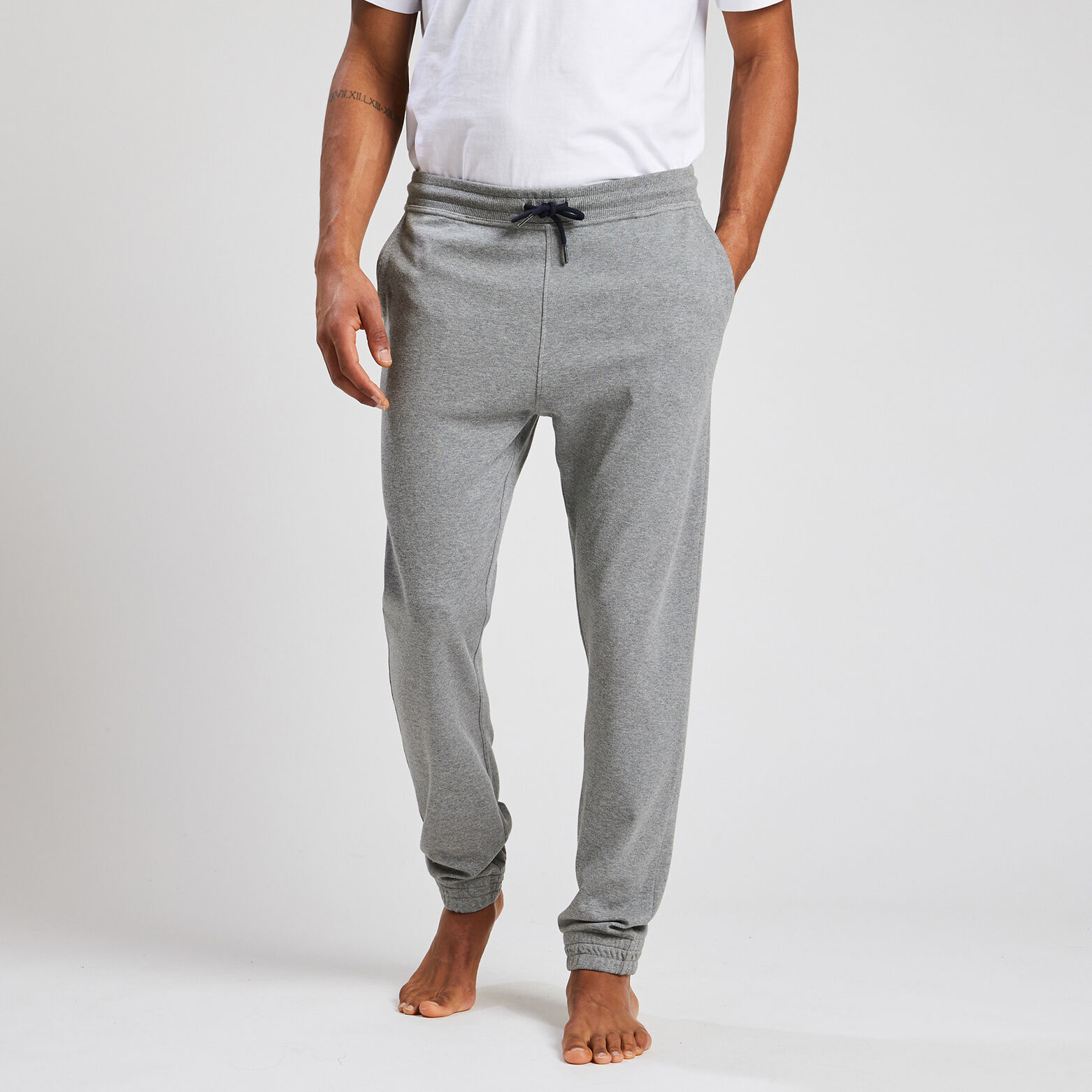 Pantalon de pyjama avec cordons Gris clair