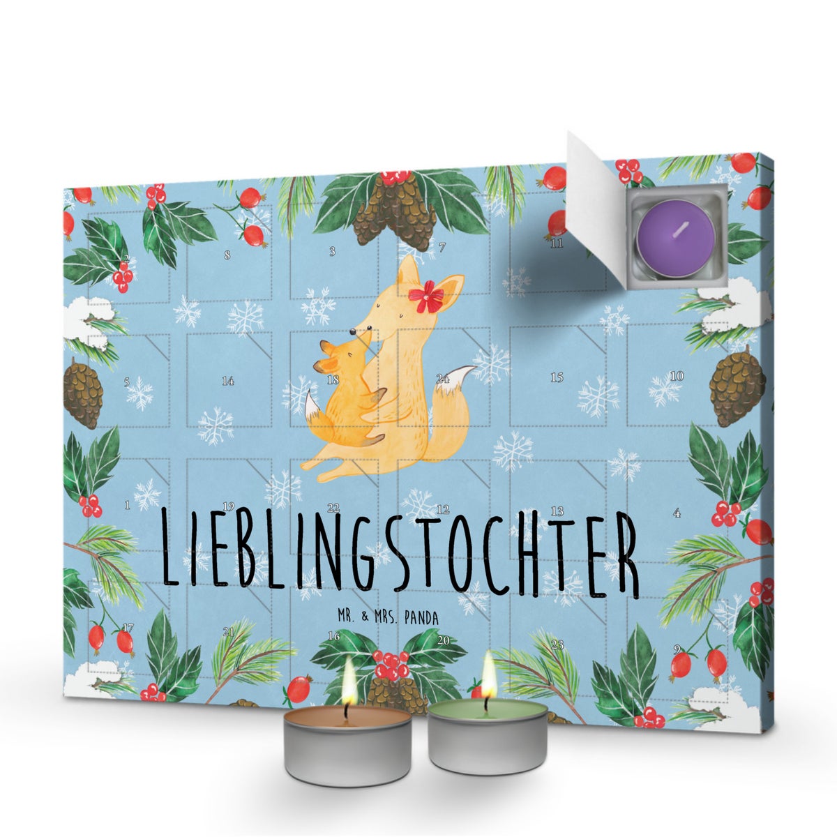 Mr. & Mrs. Panda Geurkaars Adventskalender Fox Mama - Pastelblauw