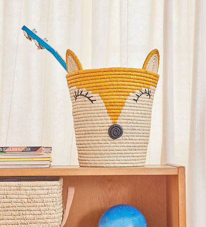 Rice Aufbewahrungskorb - Raffia/Algen - 20x30 cm - Gelb/Fuchs