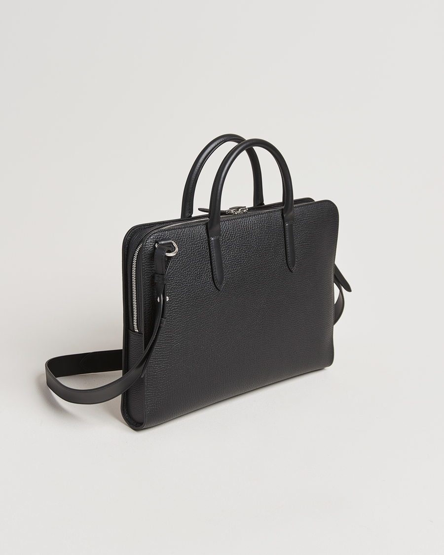 Smythson Ludlow Ultra Slim Brefcase With Zip Front Black
